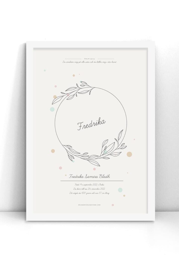 Adoptionsposter med blomkrans