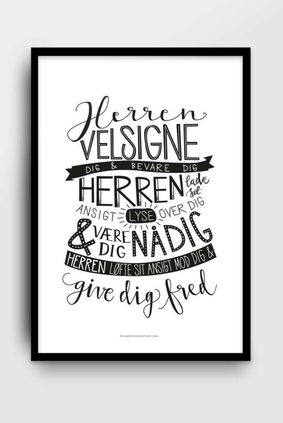 Poster på danska: Herren velsigne dig og bevare dig