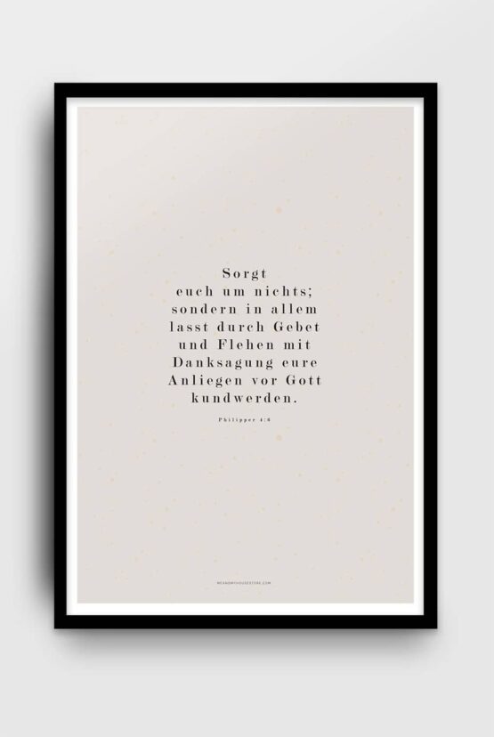Poster på tyska: Sorgt euch um nichts