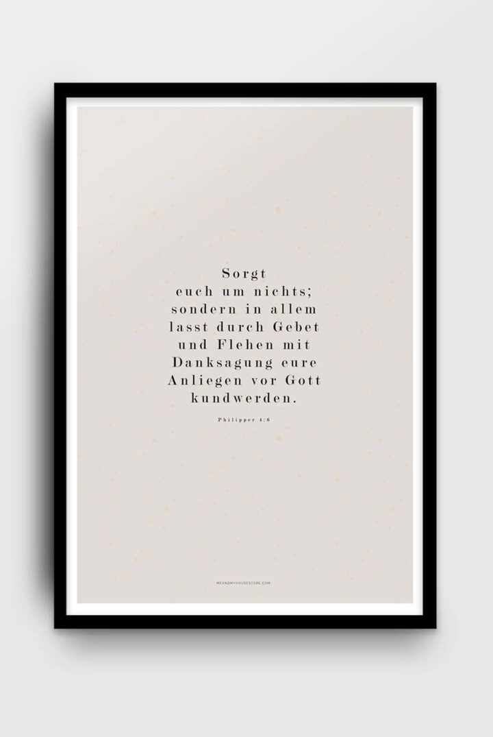 Poster på tyska: Sorgt euch um nichts