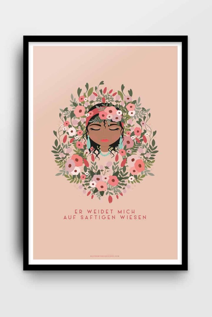 Poster på tyska: Er weidet mich auf saftigen Wiesen