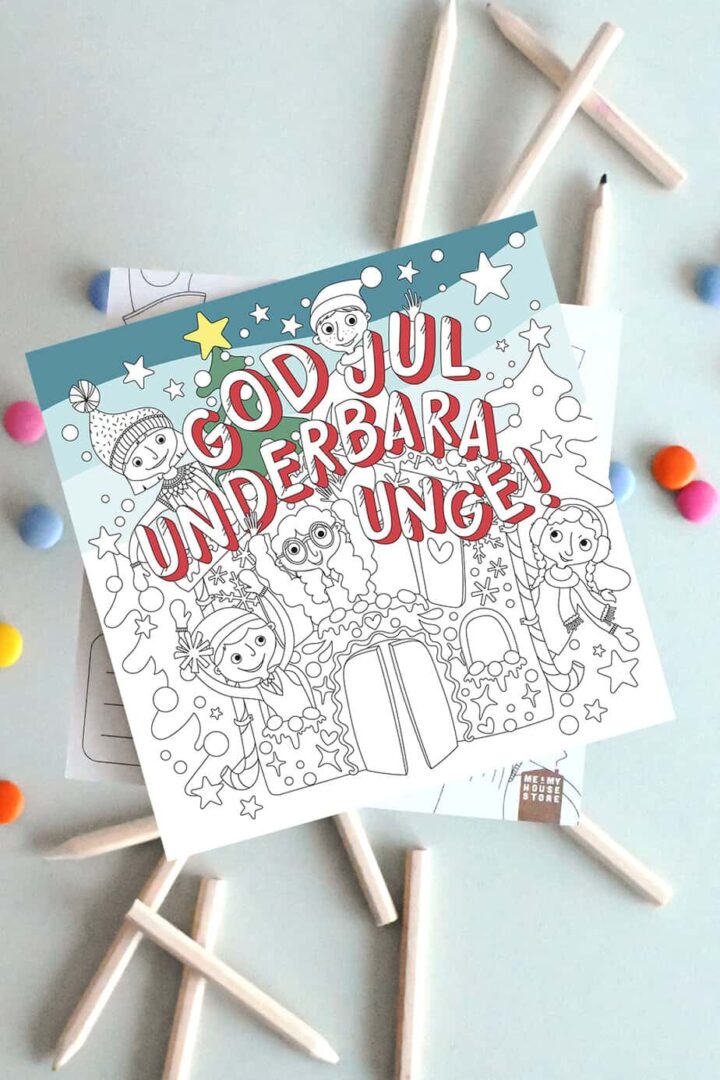 Målarkort: God jul underbara unge!