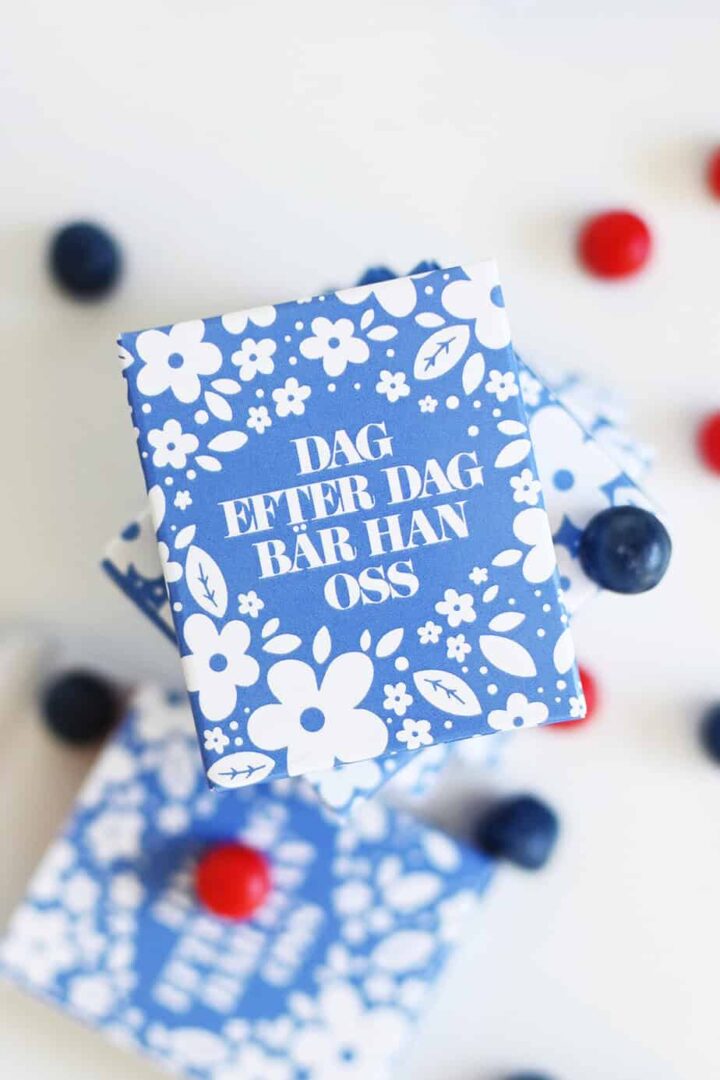 Tablettask med blå blommor: Dag efter dag bär Han oss