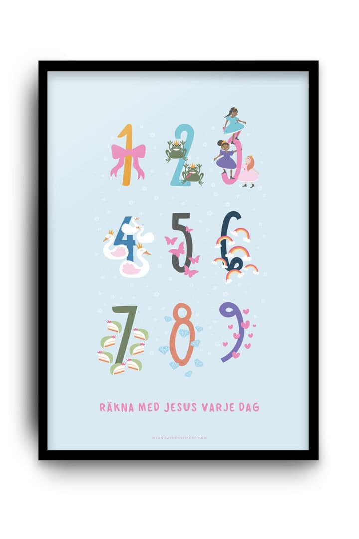 Poster med siffror och prinsessor: Räkna med Jesus varje dag