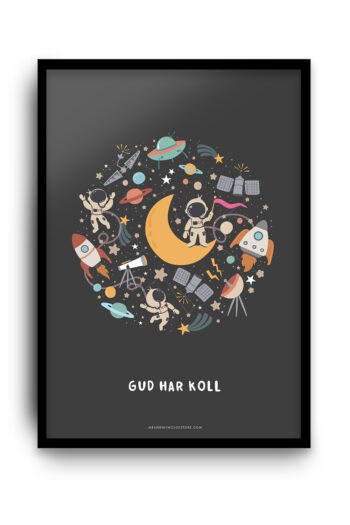 Poster med rymdgrejer: Gud har koll